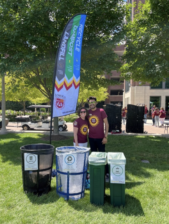 Students staffing a zero waste station